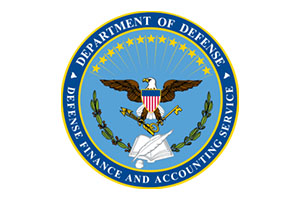 The department of defense finance and accounting service logo.