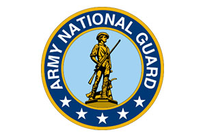 The army national guard logo on a white background.