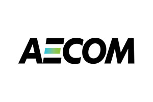 Aecom logo on a white background.