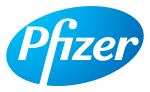 Pfizer logo on a black background.