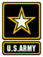 The u s army logo on a black background.